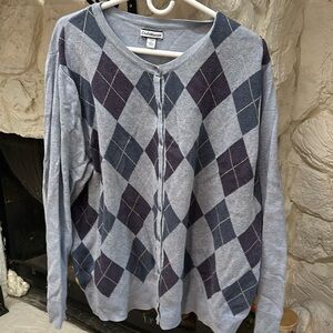 3X Croft & Barrow blue and purple argyle cardigan